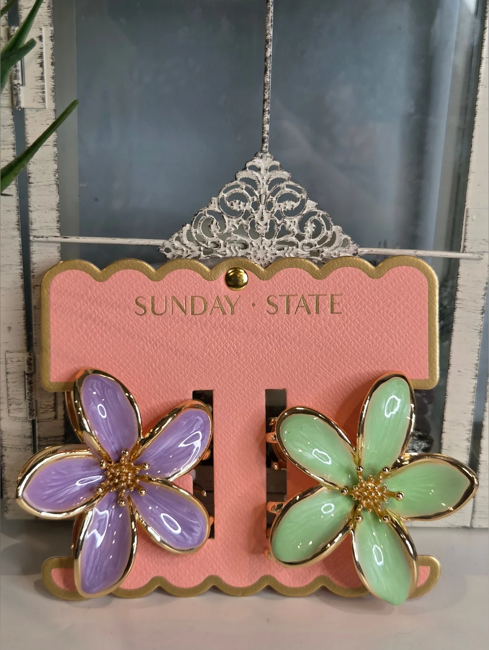 Sunday State Floral  Lavender & Mint Hair Clips - Picture 3 of 4